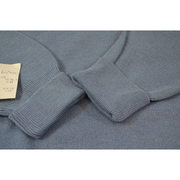 Warren  Knit Mens Large V-Neck Sweater 1980s NWT Cluett Canada Wool Blend Blue - Picture 2 of 11